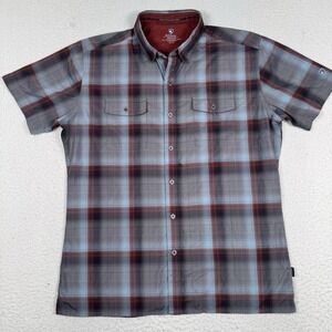 Kuhl Response Shirt Mens M Blue Red Plaid Short Sleeve Button Front Outdoor 7153